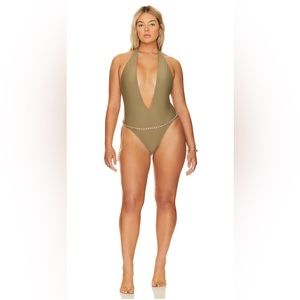 NWT - YEVRAH x Positano V Neck One Piece in Olive - Medium